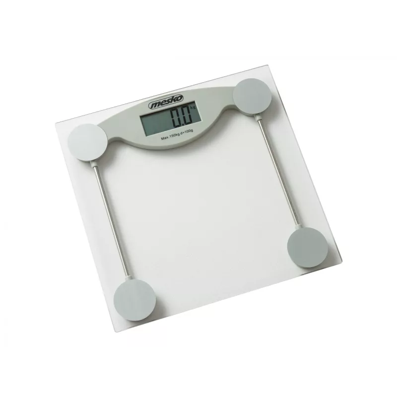 Balança de pessoa eletrónica Mesko MS 8137 — capacidade 150 kg, precisão 100 g, branco/transparente