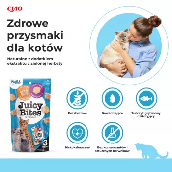 INABA Juicy Bites Caranguejo e Vieira - Petiscos para gatos - 3x11,3 g