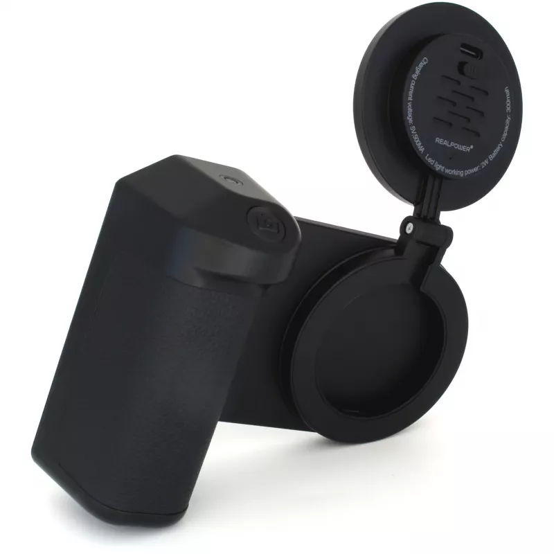 Luz de selfie RealPower Selfie MagFree LED, preto, branco, ABS, PU