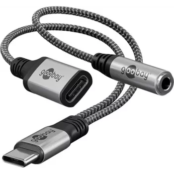 Goobay Adaptador USB-C™ para USB-C™ e jack, 3,5 mm AUX (74524)
