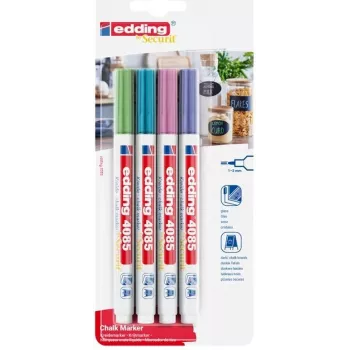 Marcador de giz Edding 4085/4W metallic ponta 1–2 mm, conjunto de 4 peças
