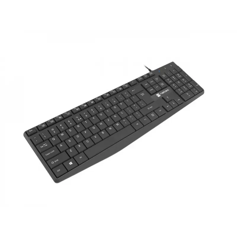 Teclado com fio de tamanho completo NATEC NAUTILUS NKL-1950 — USB, QWERTY US International, 105 teclas, preto