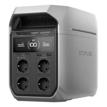 Estação de energia portátil EcoFlow DELTA 3 Plus — LiFePO4 1024 Wh, 1800 W, 4 tomadas AC, 12,5 kg