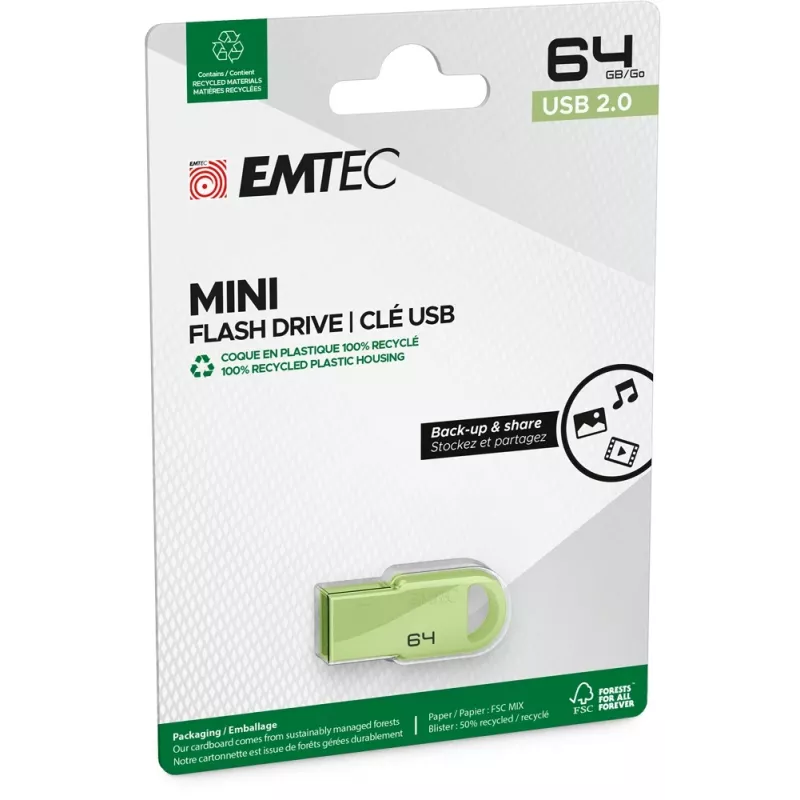 Emtec D250 Mini pen USB 2.0 64 GB, verde