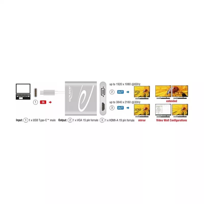 Adaptador gráfico USB DeLOCK 87705