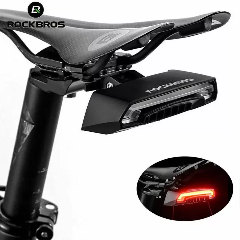 Rockbros LKWD-R1 luz traseira de bicicleta com laser e comando, preto