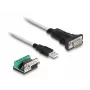DeLOCK 63465 Adaptador de USB 2.0 Type-A para série RS-422/485, bloco de terminais de 6 pinos, 1,8 m, preto/transparente