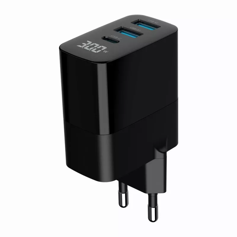 Carregador Gembird TA-UC-PDQC30LCD-BK-02 para dispositivos móveis universal preto AC carregamento rápido interior