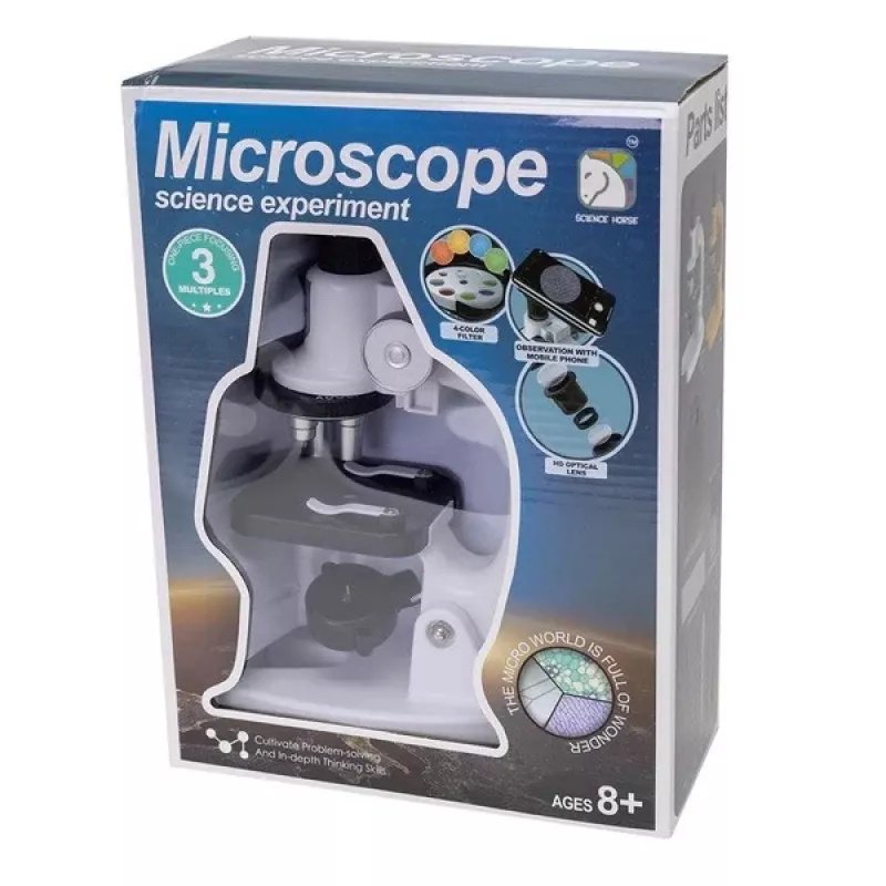Microscópio Ascato 124582, ampliação 40x, iluminação LED, microscópio didático e de laboratório