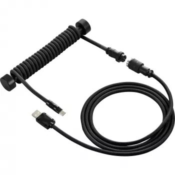 Sharkoon SGK50 Cabo espiral Aviator para SKILLER SGK50, USB-A para USB-C, 1,85 m, titânio/preto
