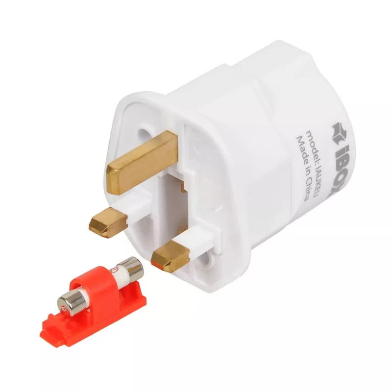 Fonte de alimentação IBOX iaukeu carregador de rede com fichas intercambiáveis UK (tipo G) e EU (tipo E), 100–240 V 50/60 Hz, 7,5 A, branco