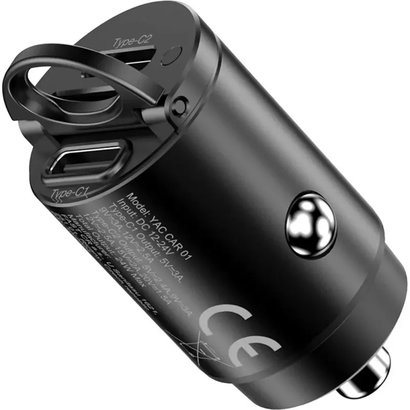 Carregador de automóvel YENKEE CAR 01 Power Delivery 30W 2×USB-C