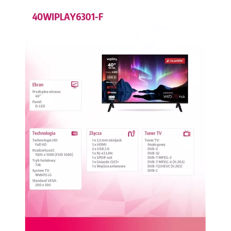 TV LED 40 polegadas 40WIPLAY6301-F