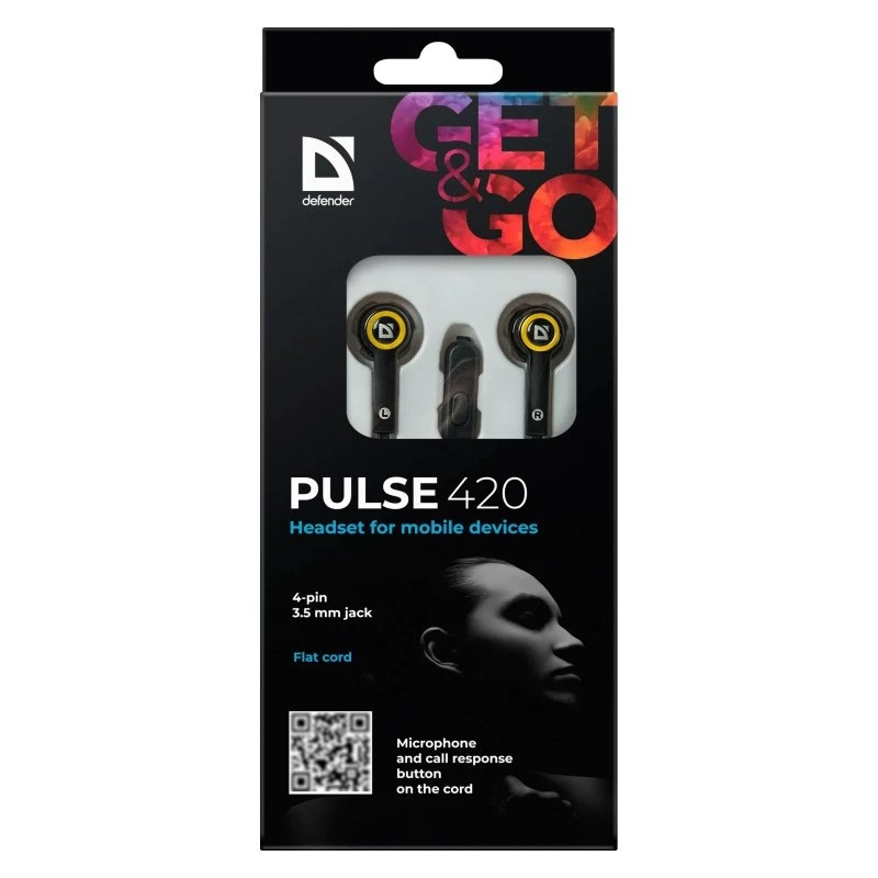 Auscultadores Defender Pulse 420 preto-amarelo