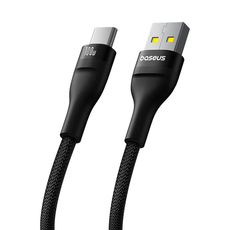 Cabo de carregamento rápido Baseus Flash 2 USB A para USB C 2 m 100 W preto