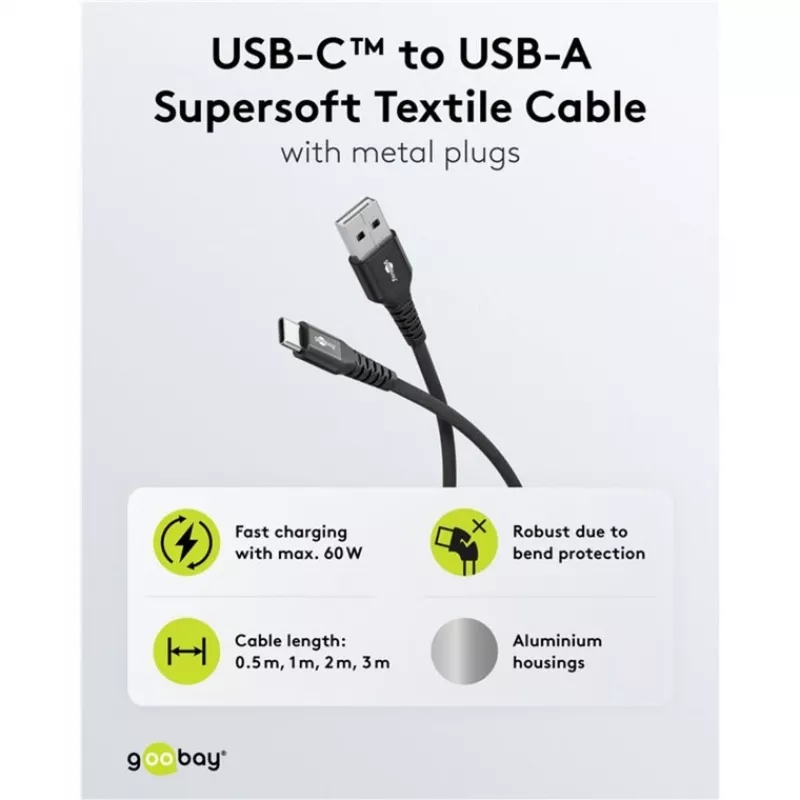 Cabo USB Goobay 74526 Preto