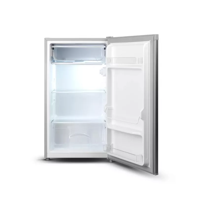 Frigorífico Goddess | GODRSE085GS8SSE | Classe de eficiência energética E | Aparelho de instalação livre | Frigorífico sem congelador | Altura 85 cm | Capacidade útil do compartimento de refrigeração 90 L | 39 dB | Prateado