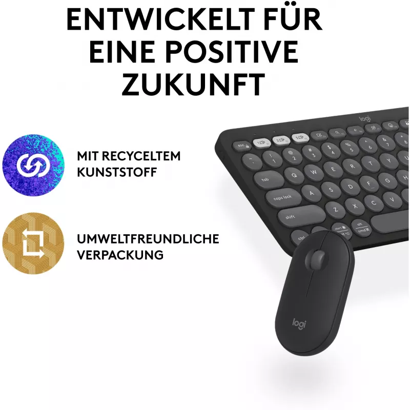 Logitech Pebble 2 Combo Teclado e rato sem fios QWERTZ alemão grafite