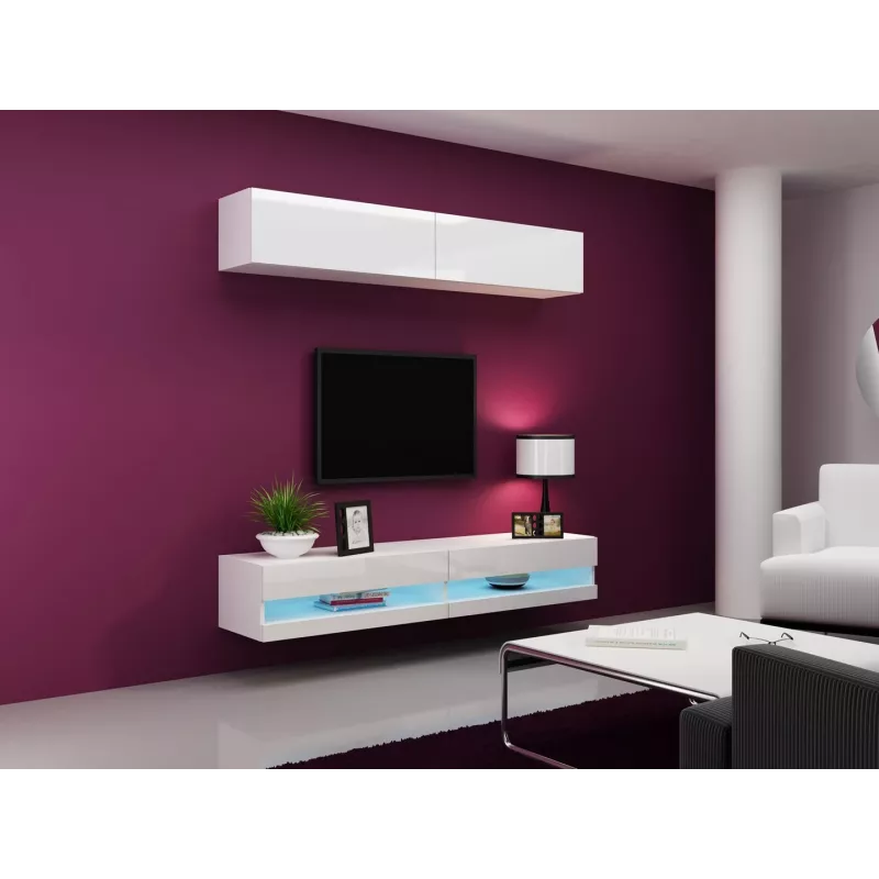 Conjunto de armários de sala Cama VIGO neu 10 branco/branco brilhante