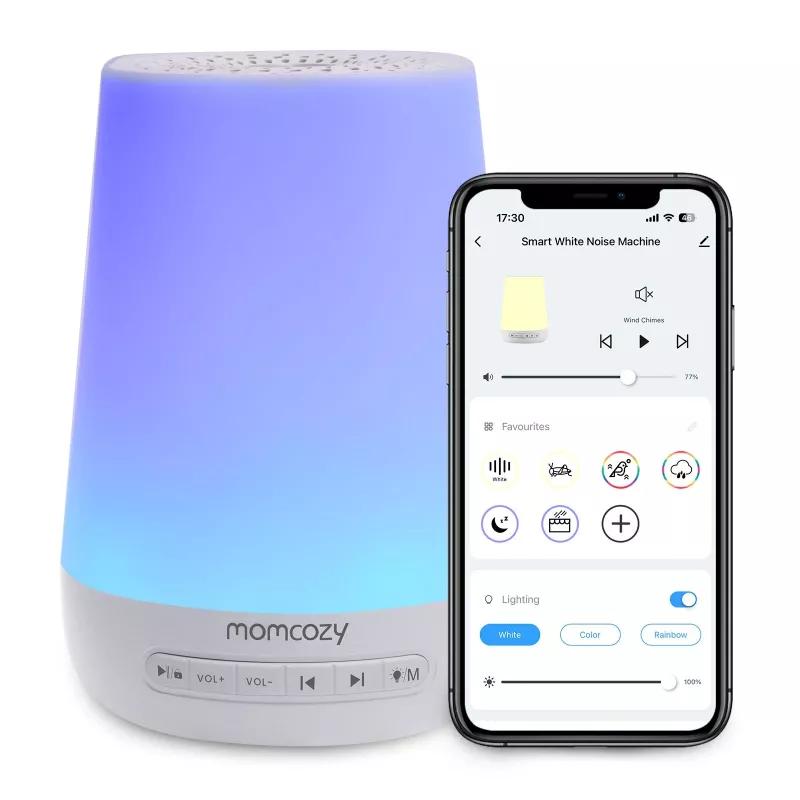 Luz noturna Momcozy WN02 LED com ruído branco, Wi-Fi, Alexa, USB-C