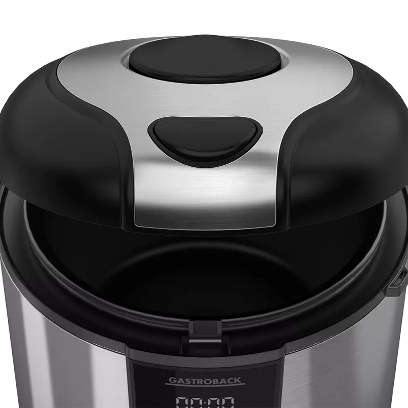 Panela de arroz GASTROBACK Rice Control Low Carb & Steam, 3 L, 450 W, preto/aço inoxidável
