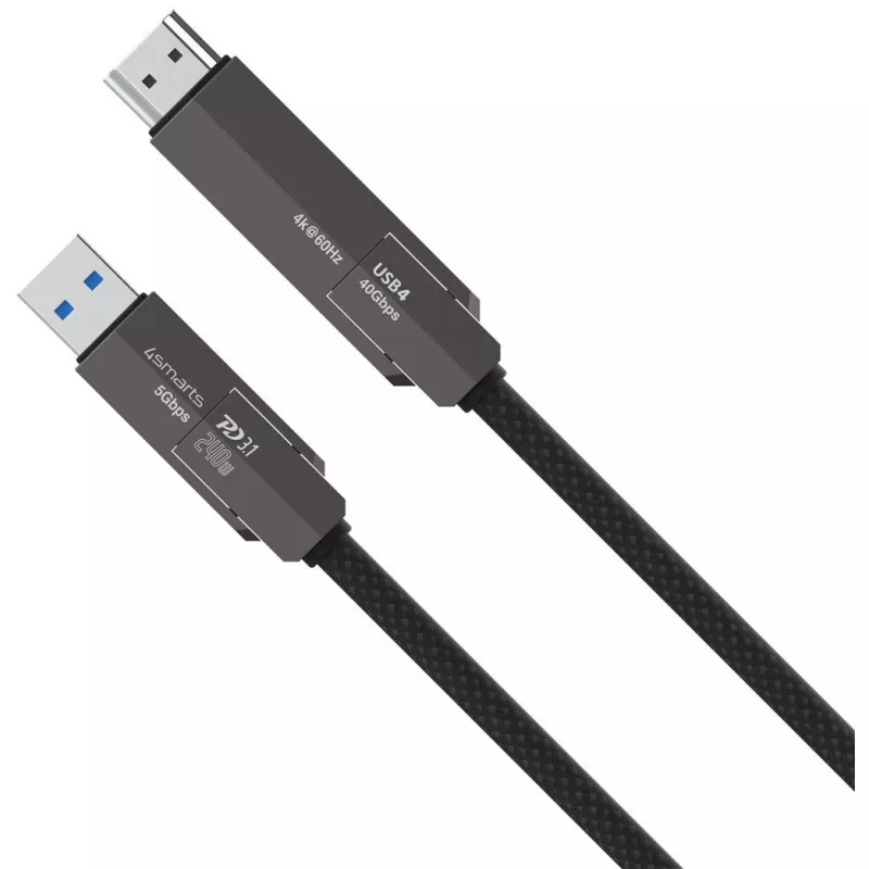 Cabo USB4 HDMI 4smarts ComboCord 240W 1,5 m – USB4 para HDMI, alimentação de 240W, comprimento de 1,5 m