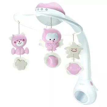 Caixa de música para bebé B-kids 3in1 Infantino 150302050 – rosa pó, brinquedo calmante 3 em 1