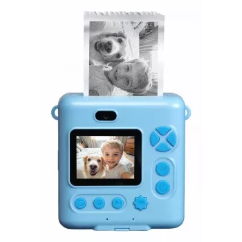 Máquina fotográfica instantânea infantil Denver KPC-1363BU Dino com impressora térmica, 20 MP, Azul