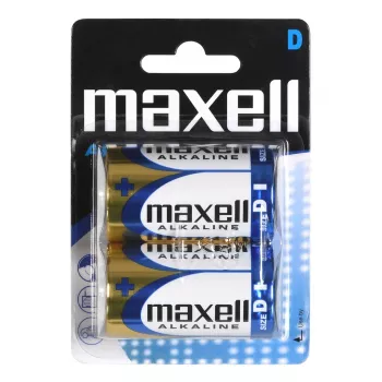 Pilha alcalina descartável MAXELL D 1,5V (cilíndrica) – 2 unid., blister