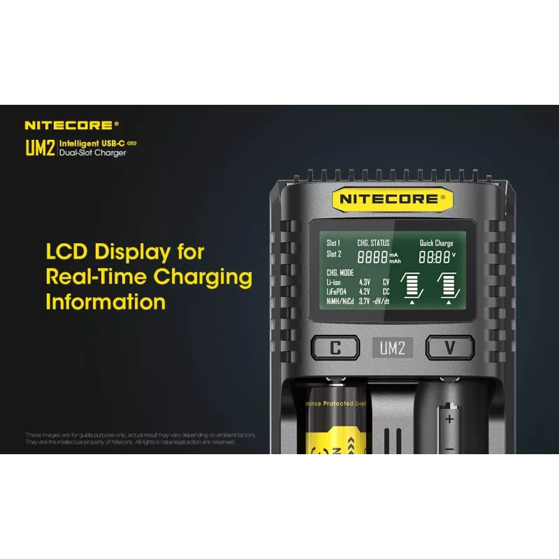 Carregador de pilhas Nitecore UM2 pilha doméstica DC iões de lítio níquel-cádmio