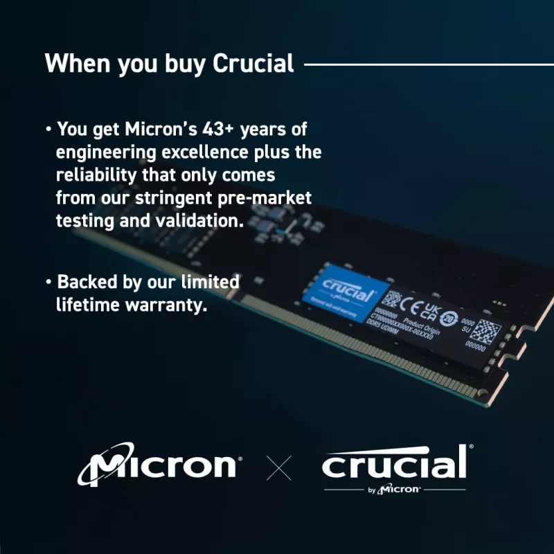 MEMÓRIA DIMM 32GB DDR5-4800/KIT2 CT2K16G48C40U5 CRUCIAL