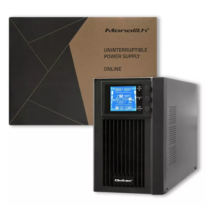 UPS Qoltec 53042 (fonte de alimentação ininterrupta) dupla conversão (online) 1 kVA 800 W 2 tomadas AC