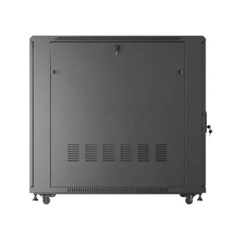 Armário rack LANBERG FF01-6222-12B 22U 600x1200 mm preto com portas frontal e traseira de vidro
