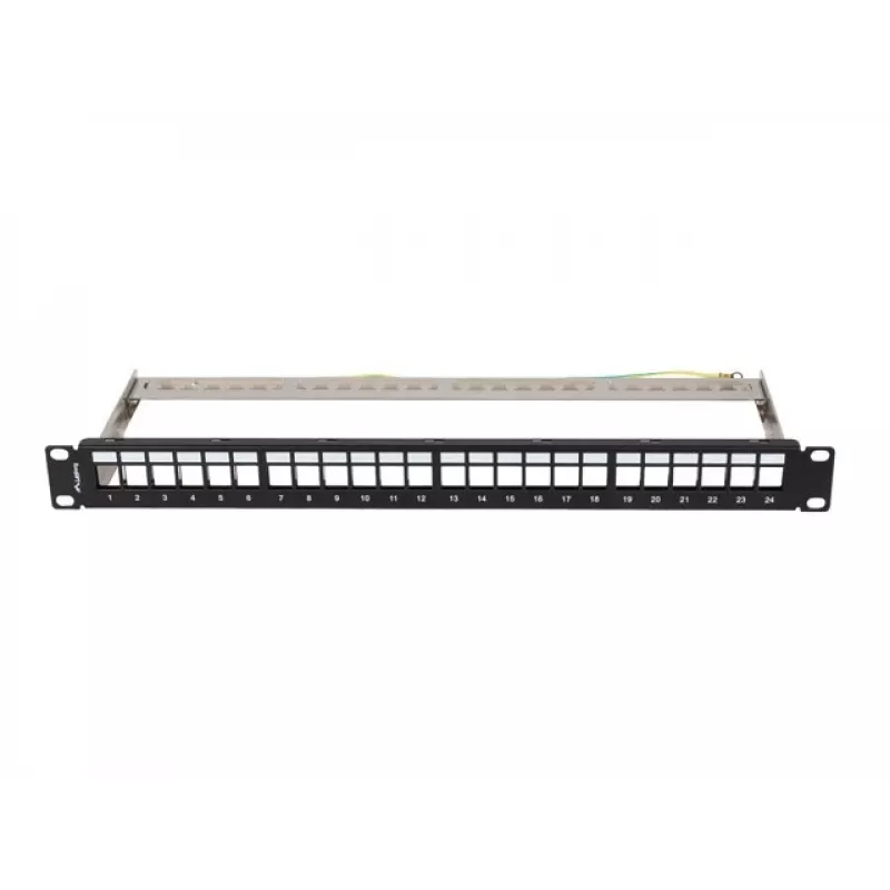Patch panel vazio 24 portas 1U 19 polegadas FTP para módulos keystone preto