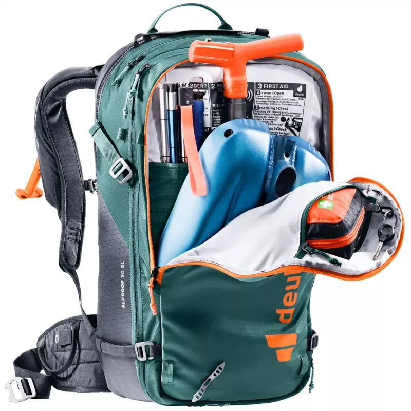Mochila de avalanche Deuter Alproof 30 SL - preto/verde denim