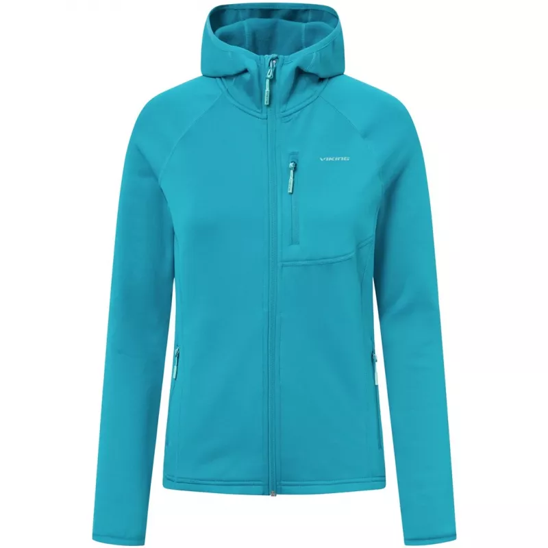 Sweatshirt com capuz Viking Jukon Lady S, sweatshirt com capuz midlayer para mulher, verde relva, Polartec, tamanho S