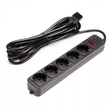 Extensão UPS 5 m, 5 tomadas, com interruptor, preto