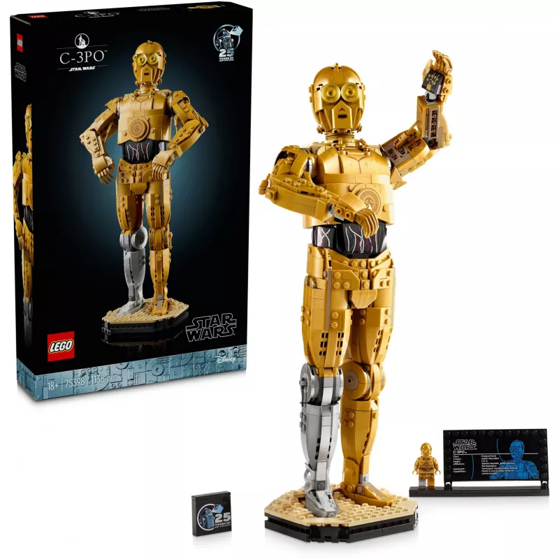 LEGO figura construível Star Wars C-3PO modelo 75398 — 1.138 peças, peça de colecionador para exposição de 380 mm