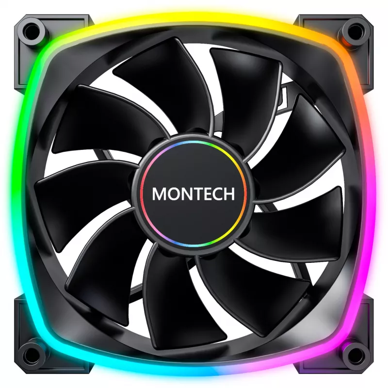 Ventoinha de caixa MONTECH RX140 PWM 140mm ARGB Reverse-Blade - preta