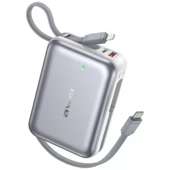 Powerbank portátil Awei C03 20000mAh com saída de 45W e cabo USB-A/USB-C integrado