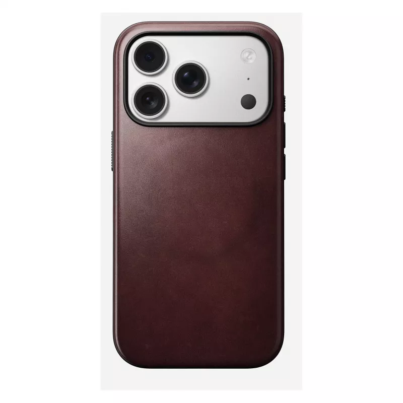 Capa para telemóvel Nomad Modern Leather Case para iPhone 17 Pro, pele + TPU + PC, compatível com ecrã de 16 cm (6,3 polegadas), bordô