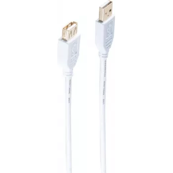 Cabo de extensão USB shiverpeaks ®-BASIC-S-, ficha Type-A macho para conector Type-A fêmea, HIGH SPEED, contactos banhados a ouro, USB 2.0, branco, 5,0 m (BS77125-W)