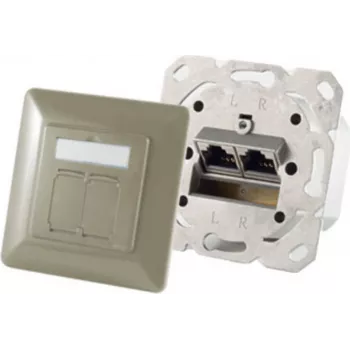 Tomada de rede 2 x RJ-45 ShiverPeaks 74280-GR – Cat6a, 500 MHz, caixa metálica, cinzento/prateado