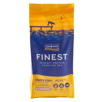 Comida seca FISH4DOGS Finest Ocean White Fish S 6 kg — raça pequena hipoalergénica, 26 % de proteína, 12 % de gordura