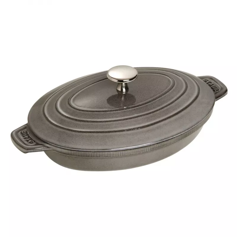 Assadeira oval com tampa Staub - grafite