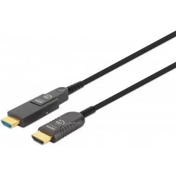 Manhattan cabo HDMI para Micro HDMI Plenum-Rated, 4K@60Hz (Premium High Speed), 100 m, ativo, ficha HDMI removível (Type-A), ficha macho para ficha macho, preto, contactos dourados, garantia vitalícia
