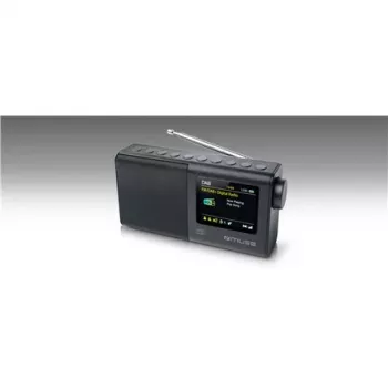 Rádio portátil muse M-117 DB — DAB/DAB+/FM, 3W RMS, TFT 2,8 polegadas, antena externa, jack 3,5 mm, 0,3 kg, preto