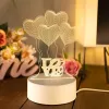 Lâmpada de noite Extralink HOME 3D ilusão ótica quatro corações candeeiro de mesa USB