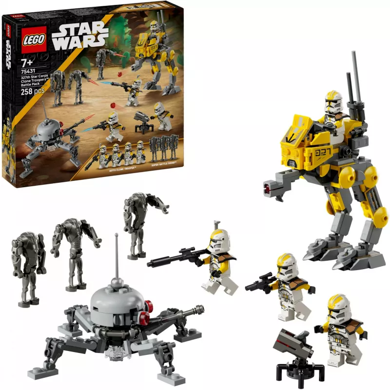 Conjunto LEGO Star Wars 327th Star Corps Clone Troopers Battle 75431 — 258 peças, 7 minifiguras, idade 7+