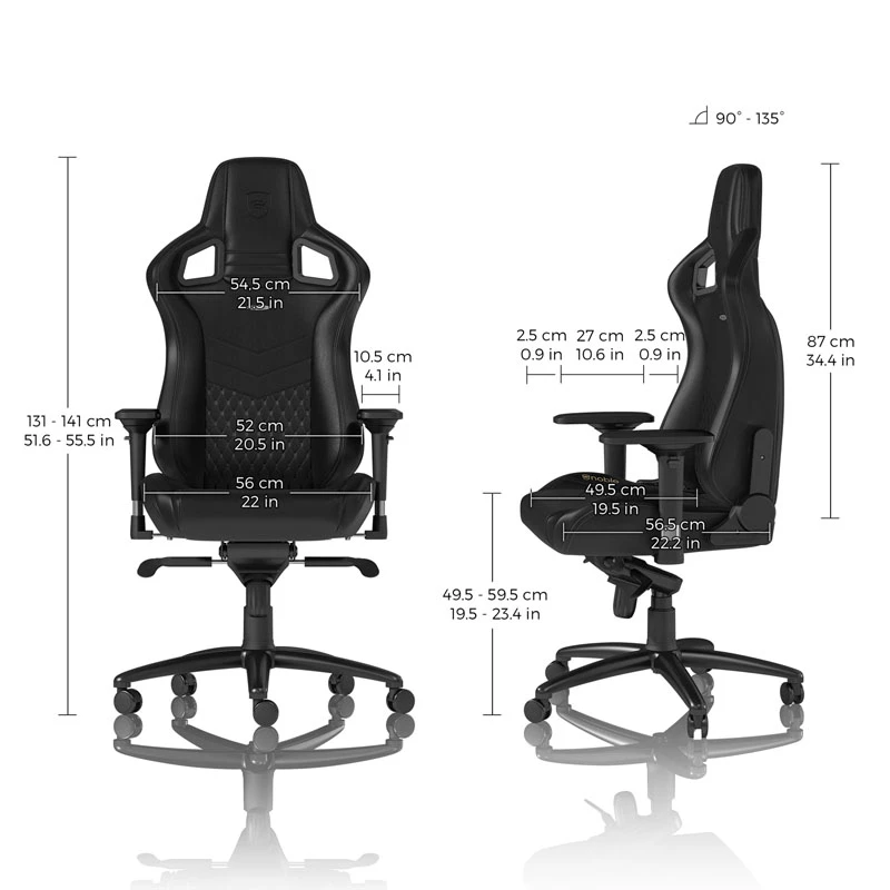 Cadeira gaming noblechairs EPIC Pele genuína - Preto